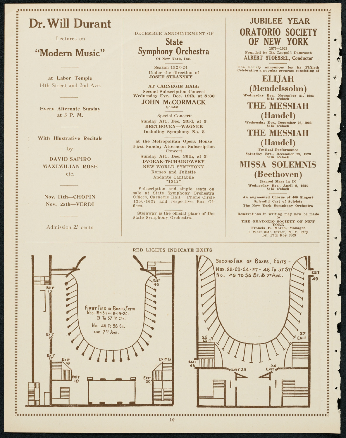 New York Philharmonic, November 9, 1923, program page 10