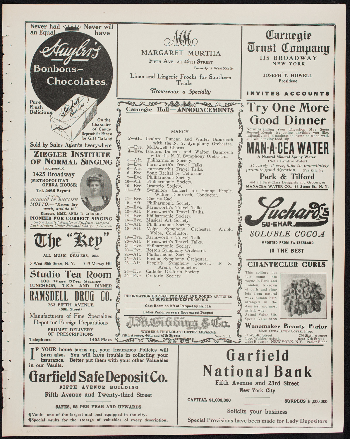 Cantors' Association of America, March 1, 1911, program page 3