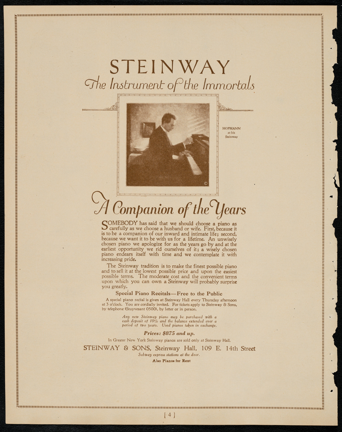 Bronislaw Huberman, Violin, February 15, 1922, program page 4