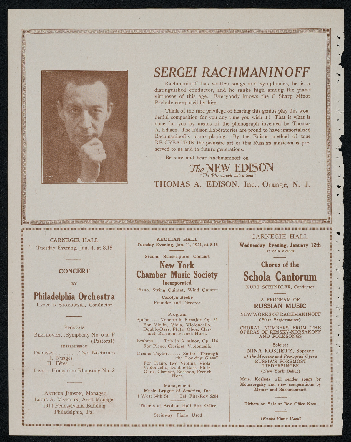 National Symphony Orchestra, January 2, 1921, program page 2