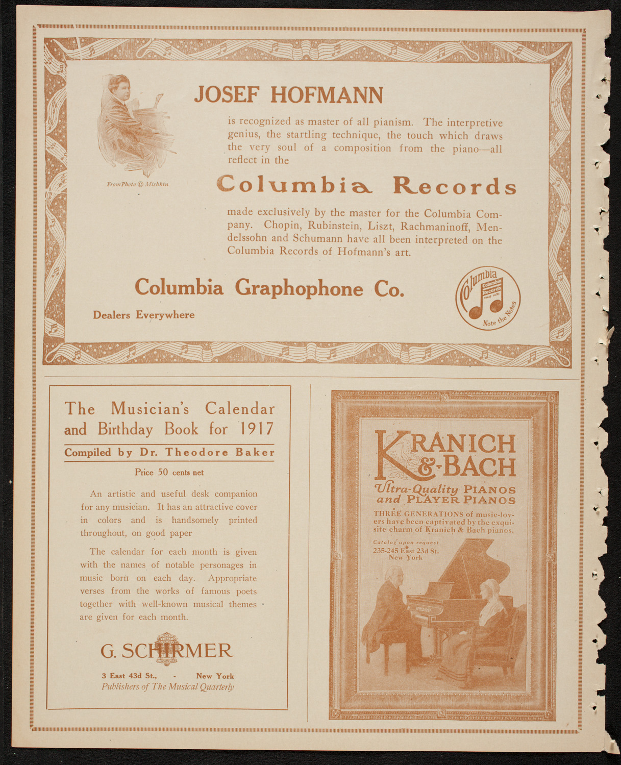 Josef Hofmann, Piano, January 27, 1917, program page 6