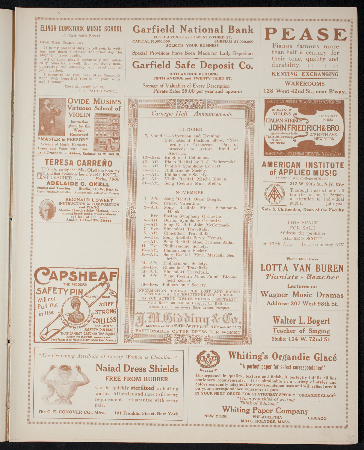 Fashion Show: "Yesterday or To-Morrow", October 9, 1915, program page 3