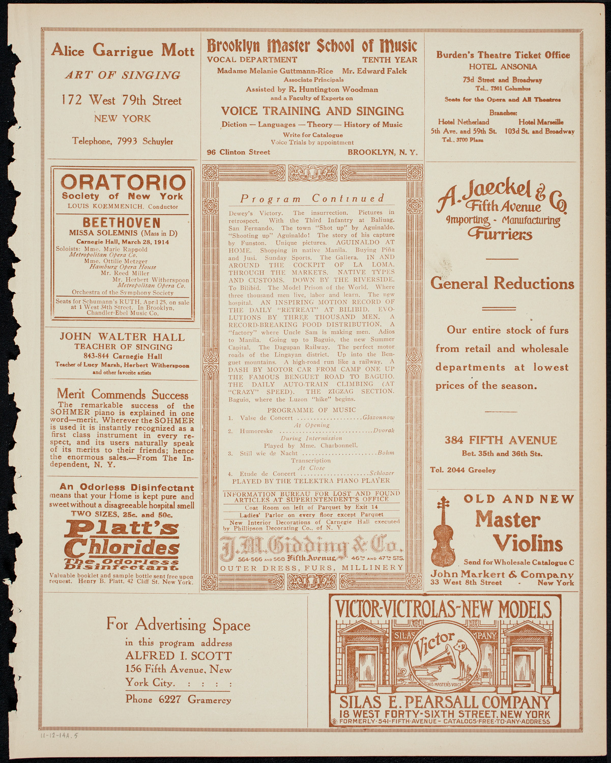 Burton Holmes Travelogue: The New Manila, January 12, 1914, program page 9