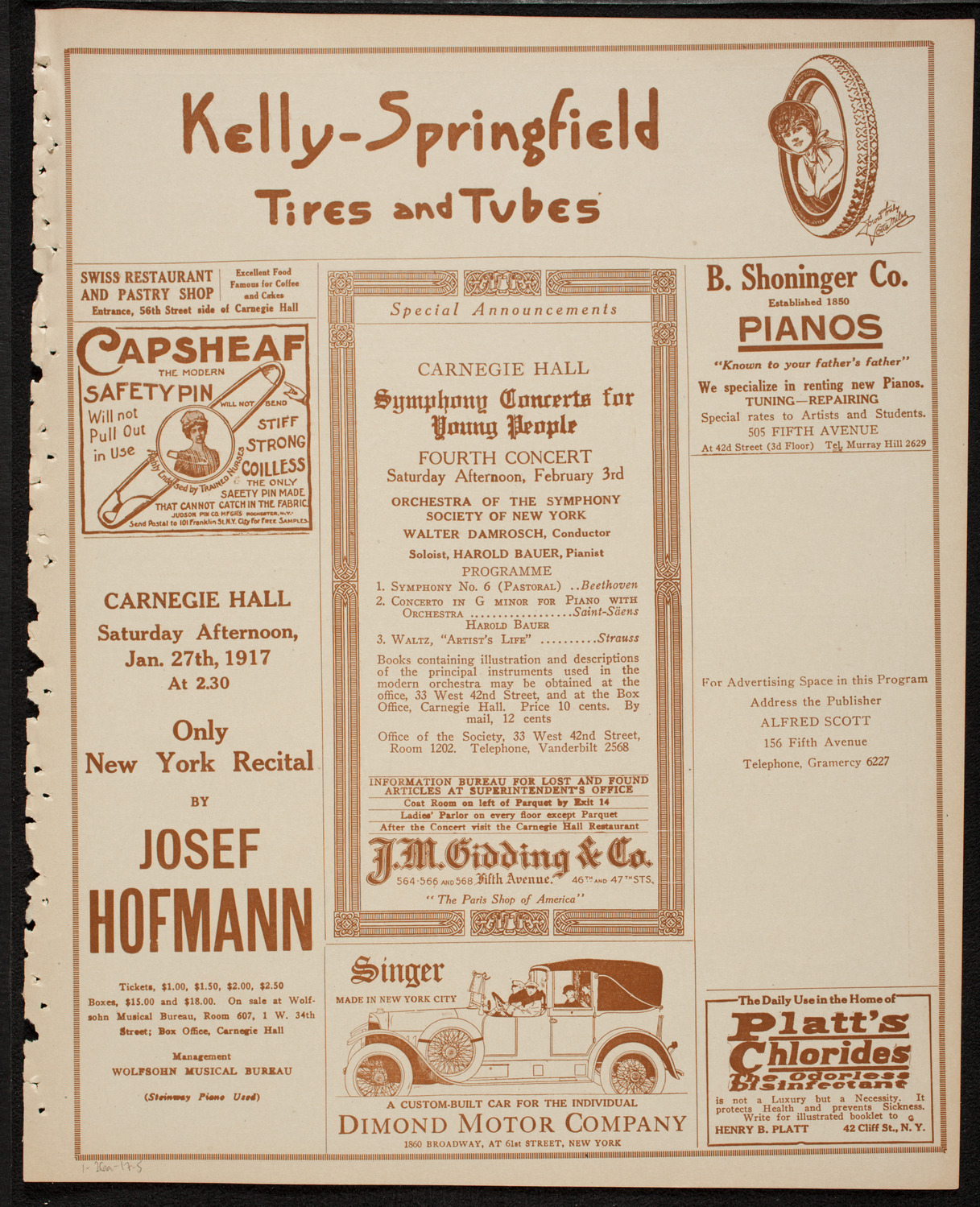 New York Philharmonic, January 26, 1917, program page 9