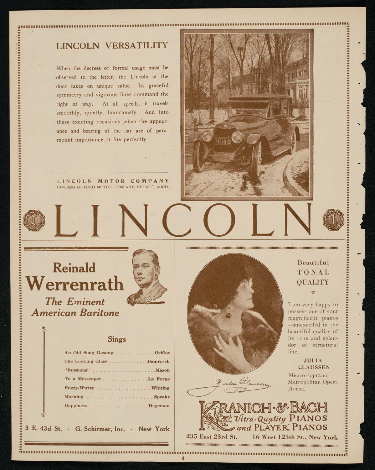 New York Philharmonic, February 10, 1924, program page 6