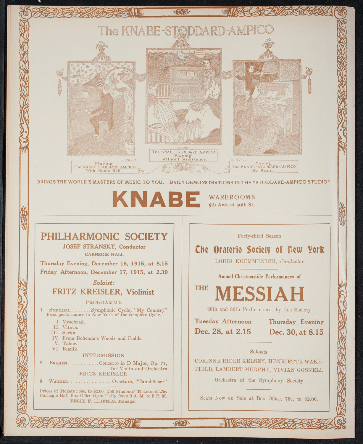 Mischa Elman, Violin, December 11, 1915, program page 12