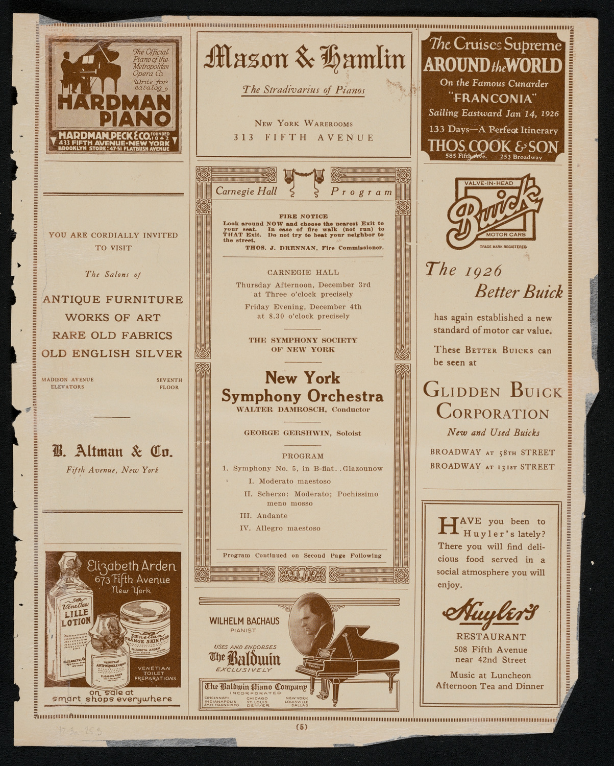 New York Symphony Orchestra, December 3, 1925, program page 5