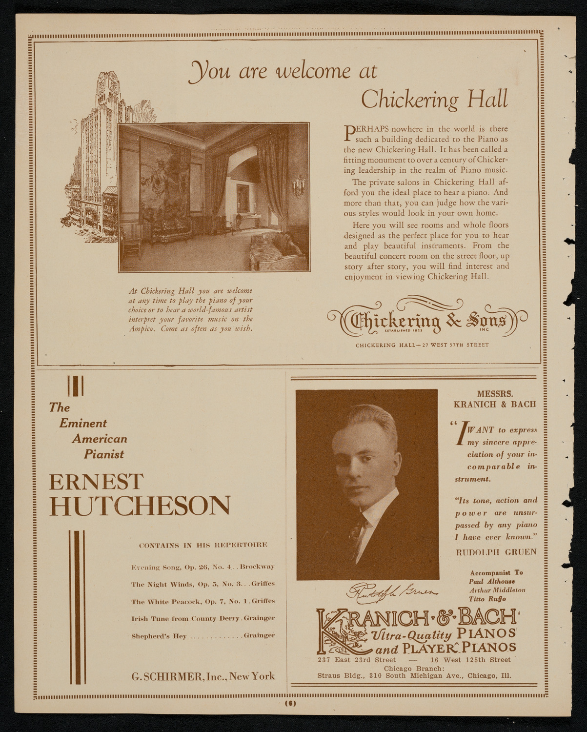 Ernest Hutcheson, Piano, November 24, 1925, program page 6