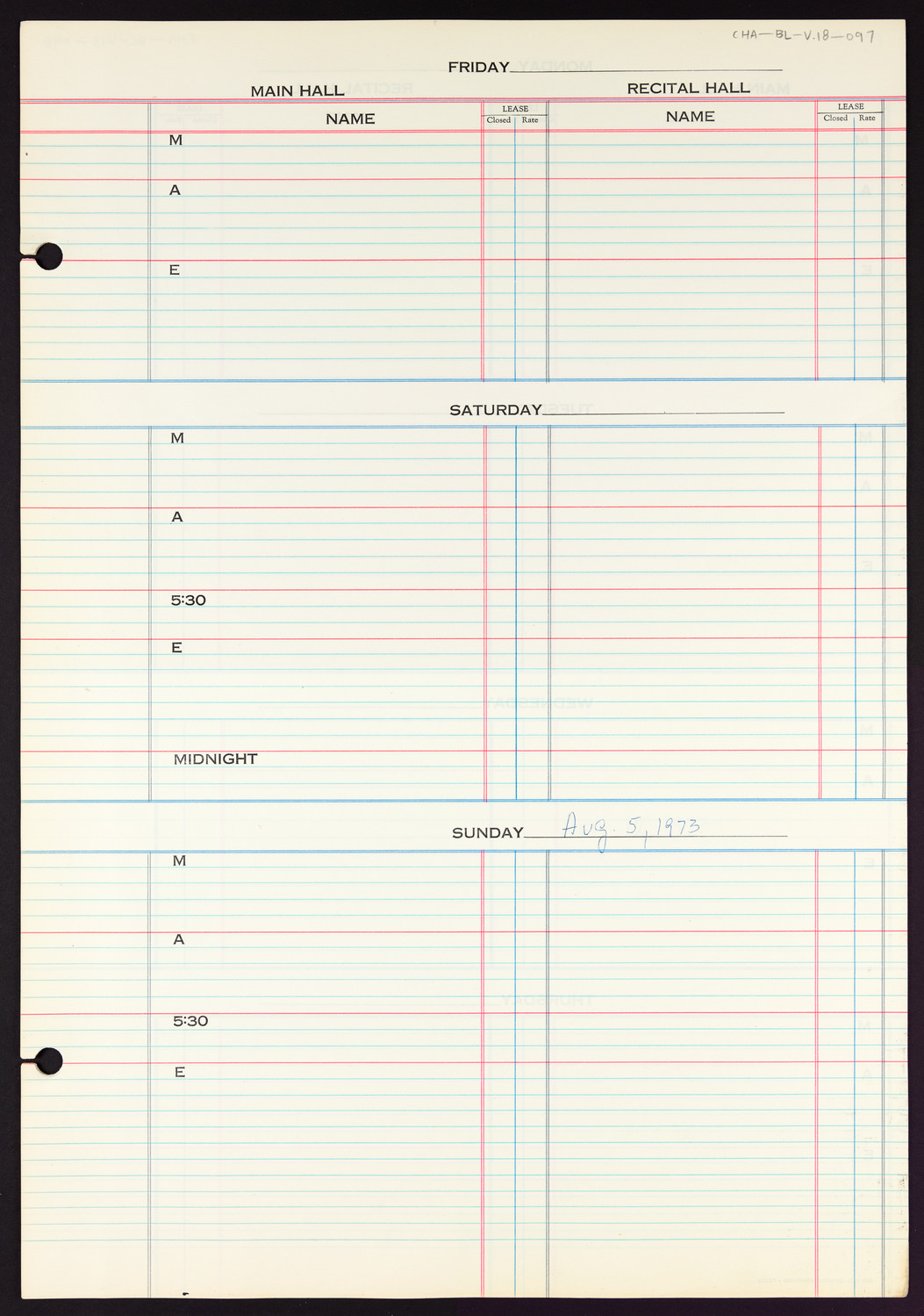 Carnegie Hall Booking Ledger, volume 18, page 97