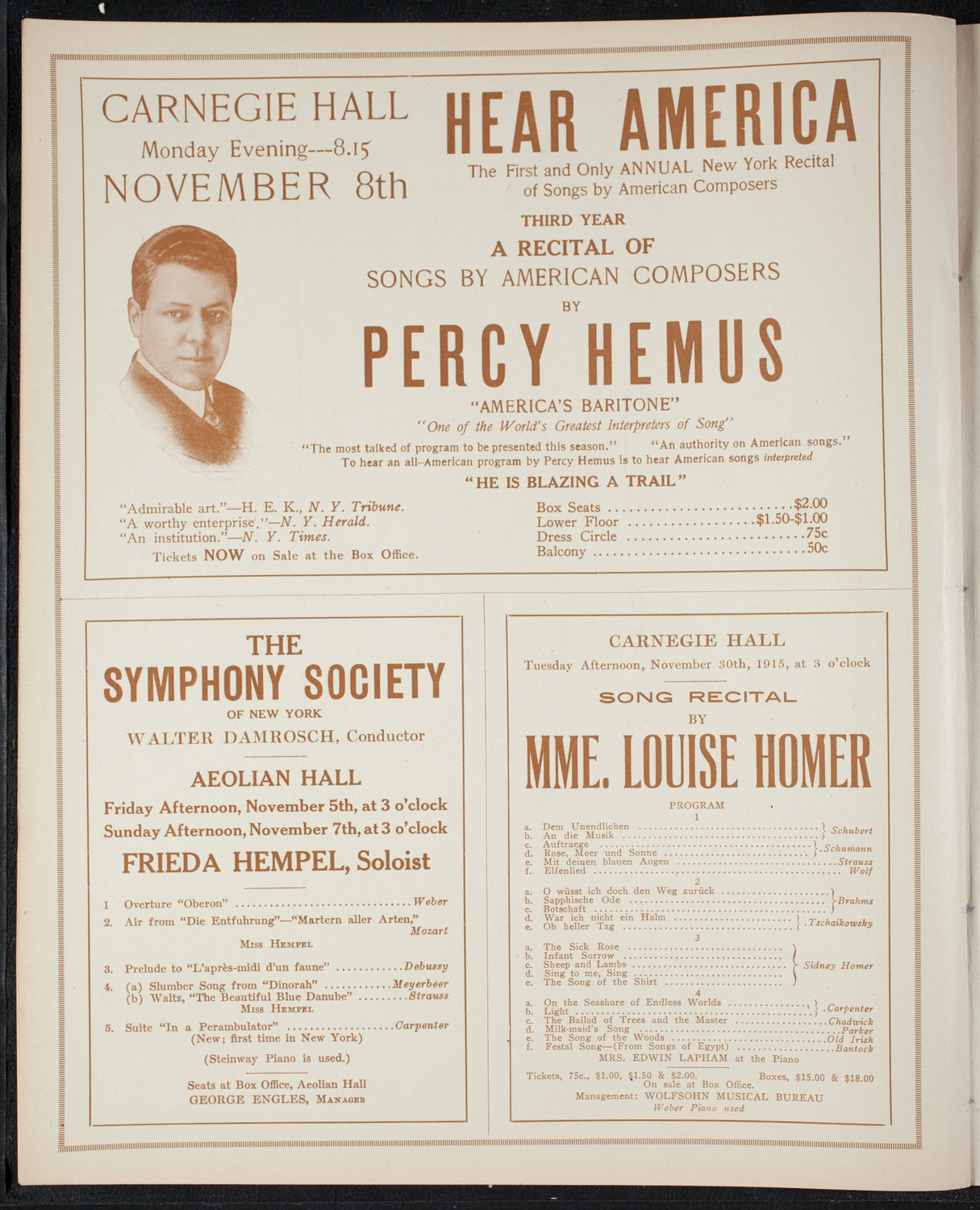 Ernestine Schumann-Heink, Mezzo-Soprano, November 2, 1915, program page 8