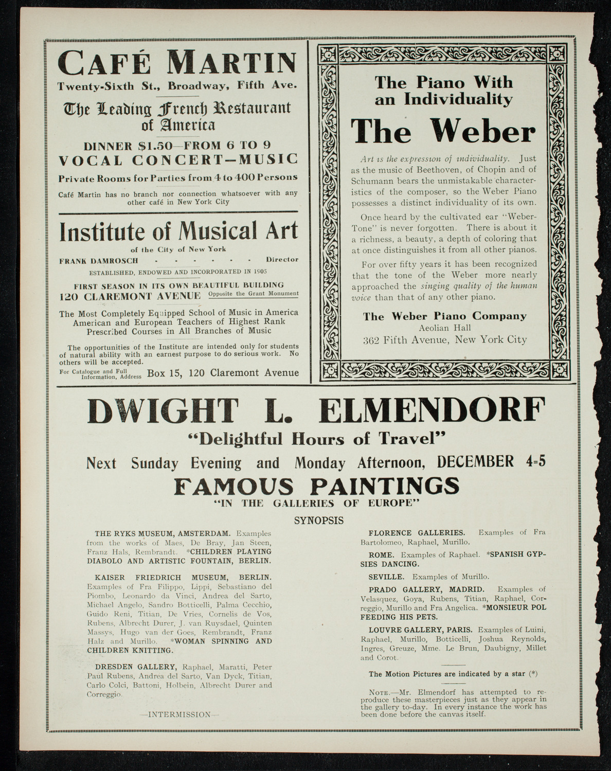 Elmendorf Lecture: Vienna, November 27, 1910, program page 6