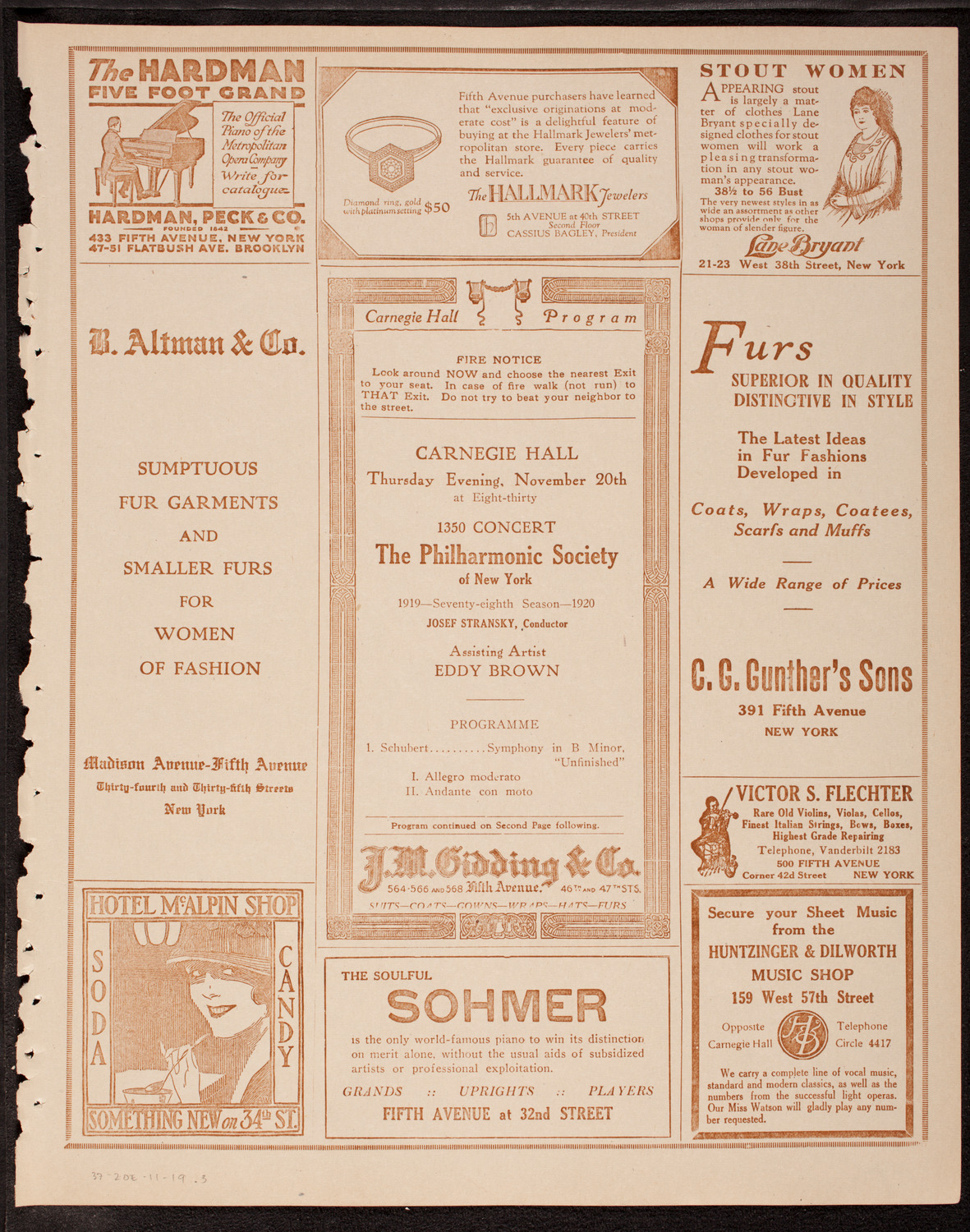 Evening Mail Save-A-Home Fund Concert: New York Philharmonic, November 19, 1919, program page 5