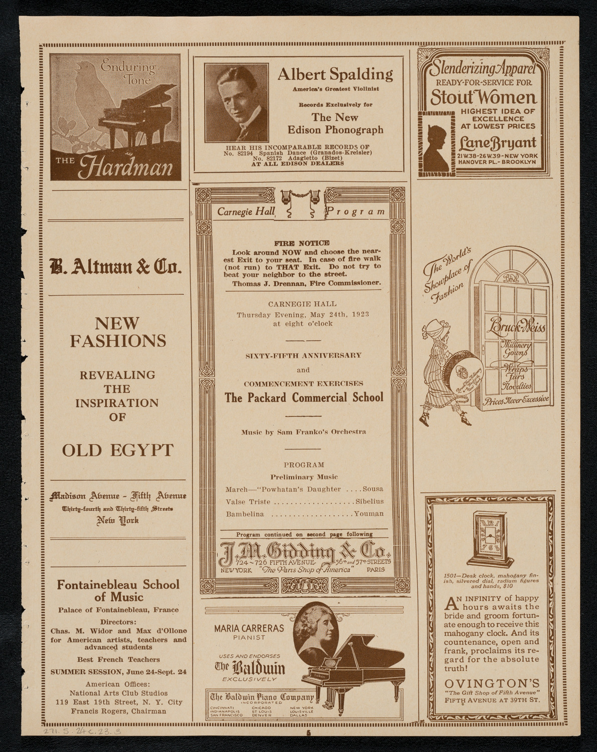 Graduation: Packard Commercial School, May 24, 1923, program page 5