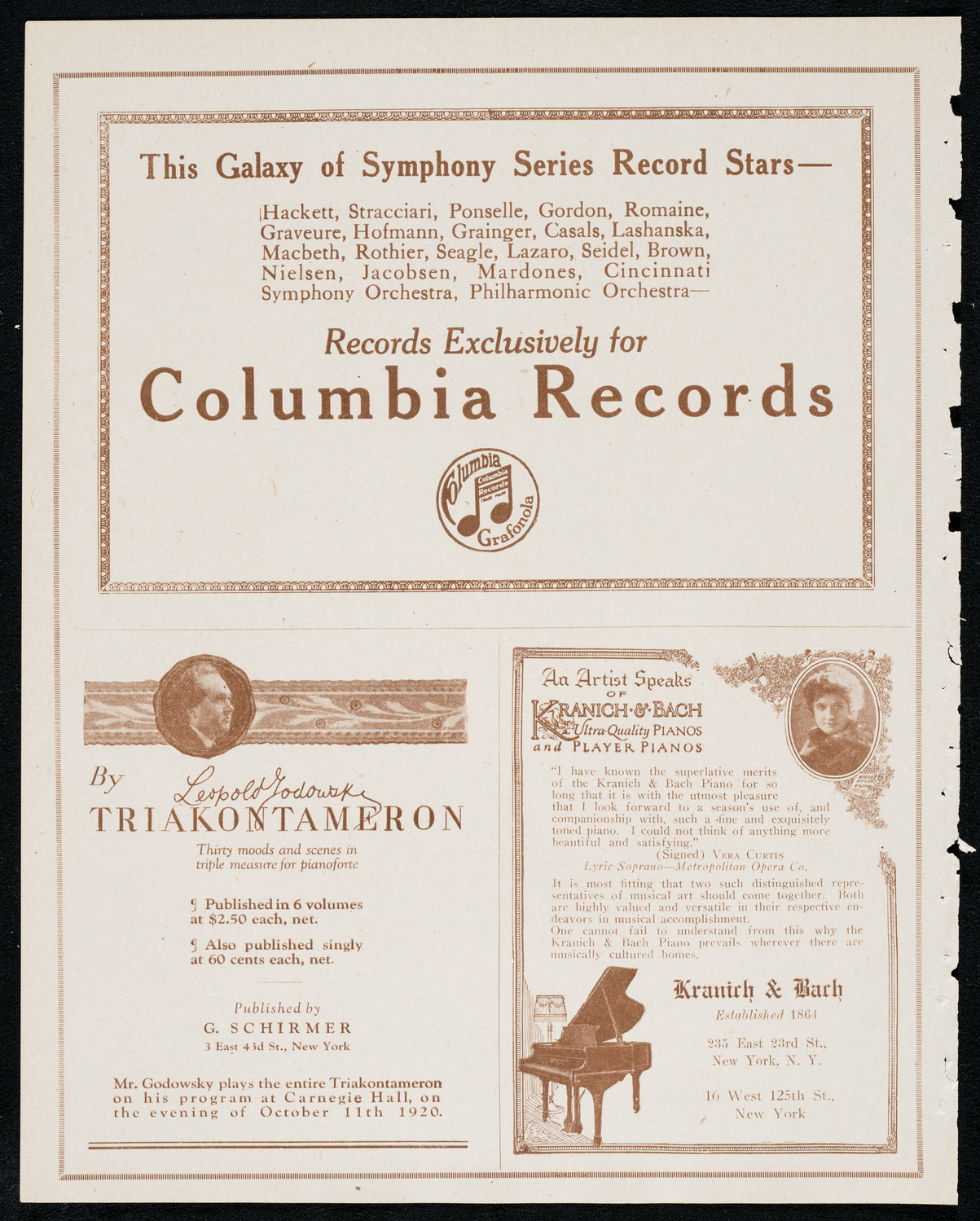 Benno Moiseiwitsch, Piano, November 27, 1920, program page 6