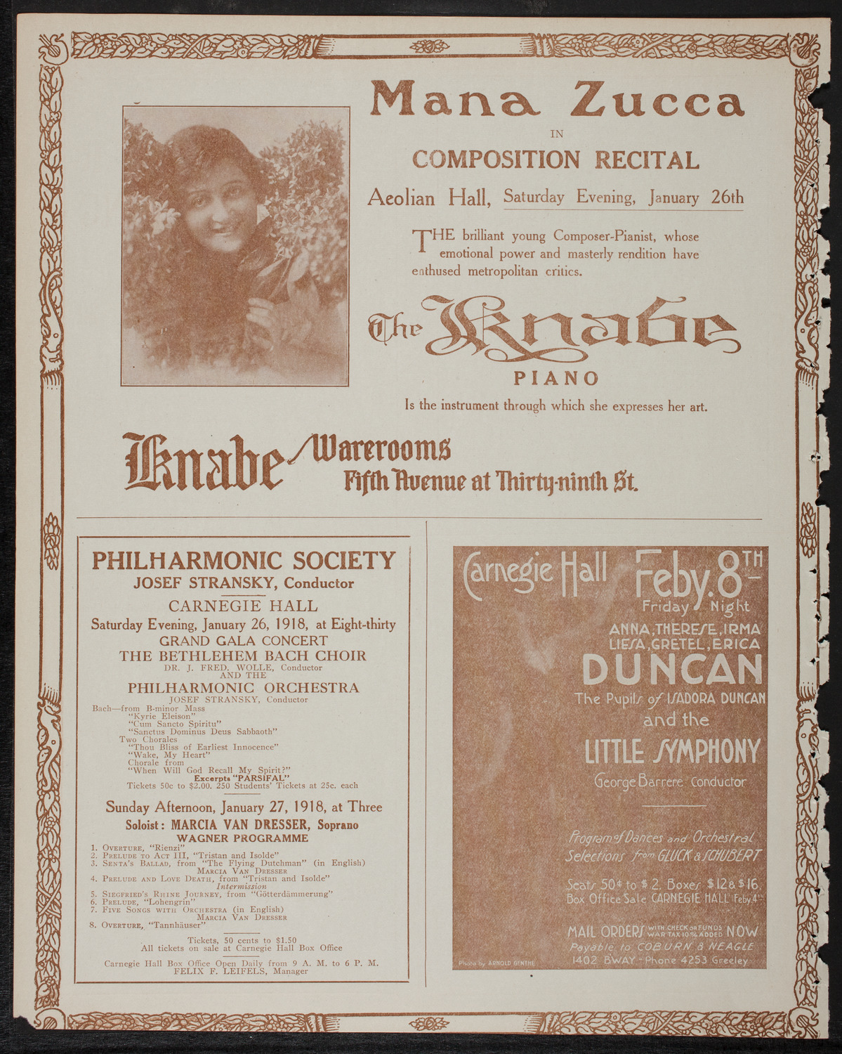 New York Philharmonic, January 24, 1918, program page 12