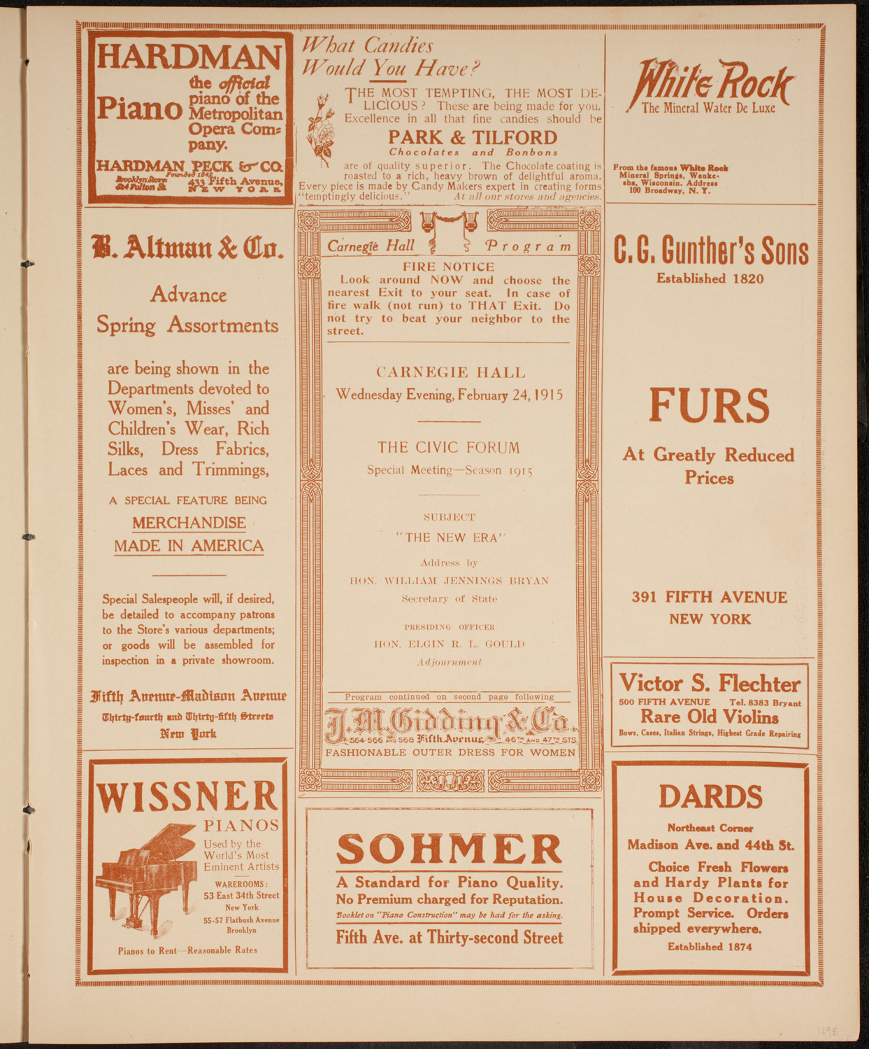 The Civic Forum, February 24, 1915, program page 5