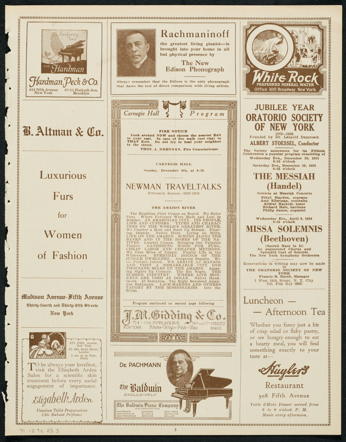 Newman Traveltalks: The Amazon River, December 9, 1923, program page 5