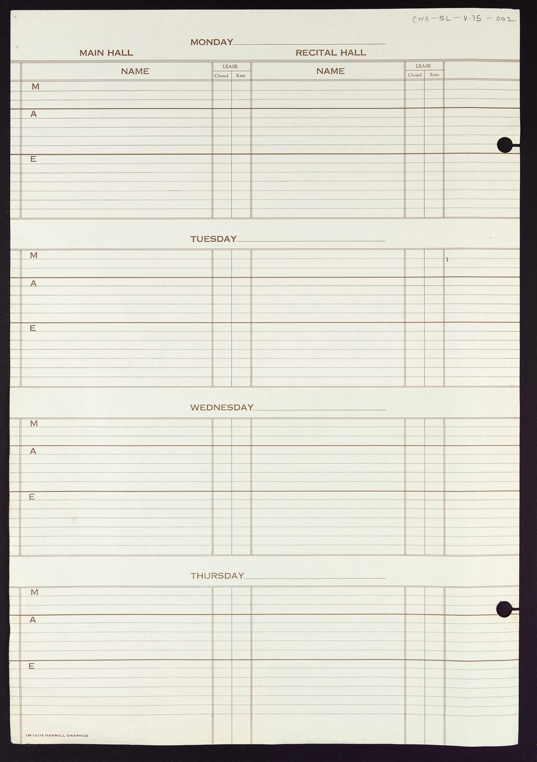 Carnegie Hall Booking Ledger, volume 35, page 2