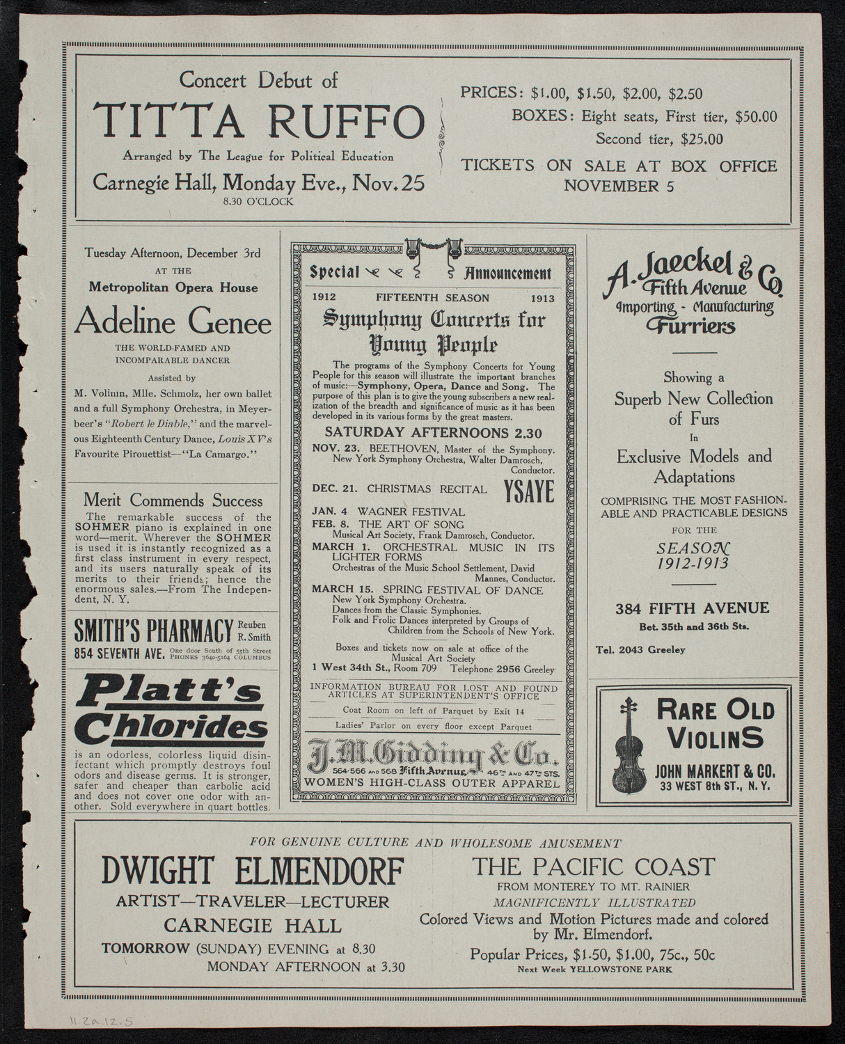 Alma Gluck, Soprano, November 2, 1912, program page 9