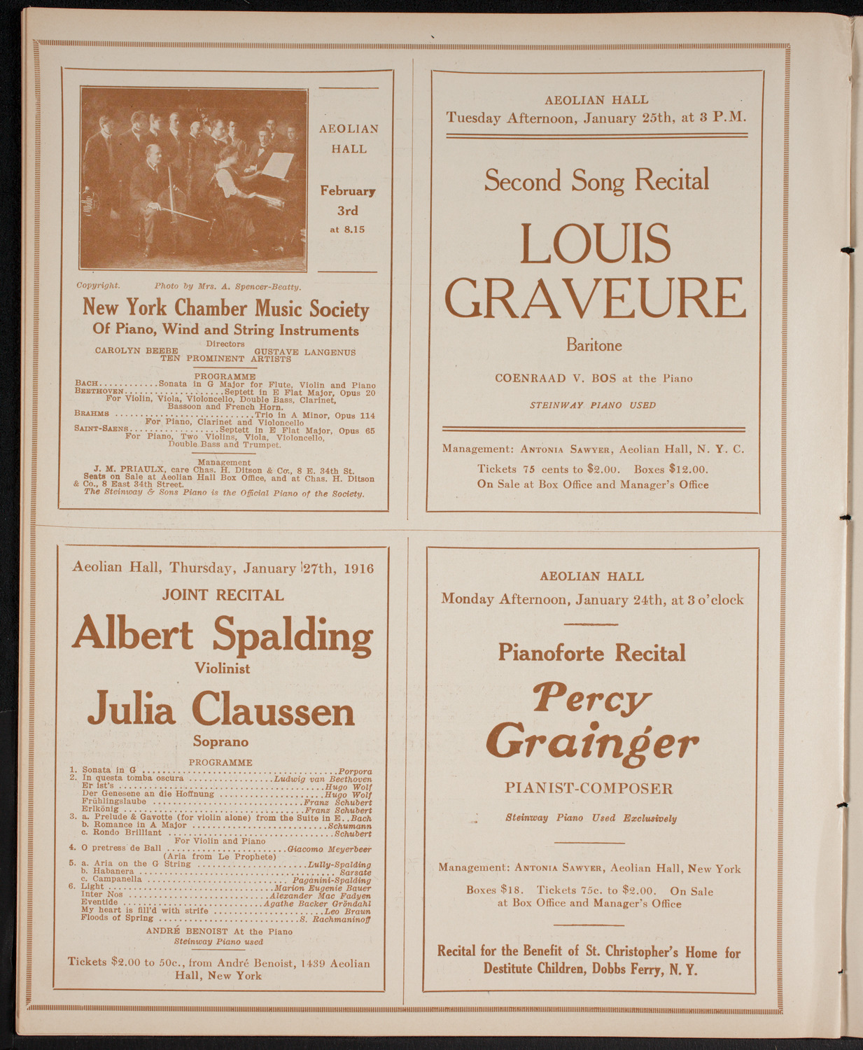New York Philharmonic, January 23, 1916, program page 10