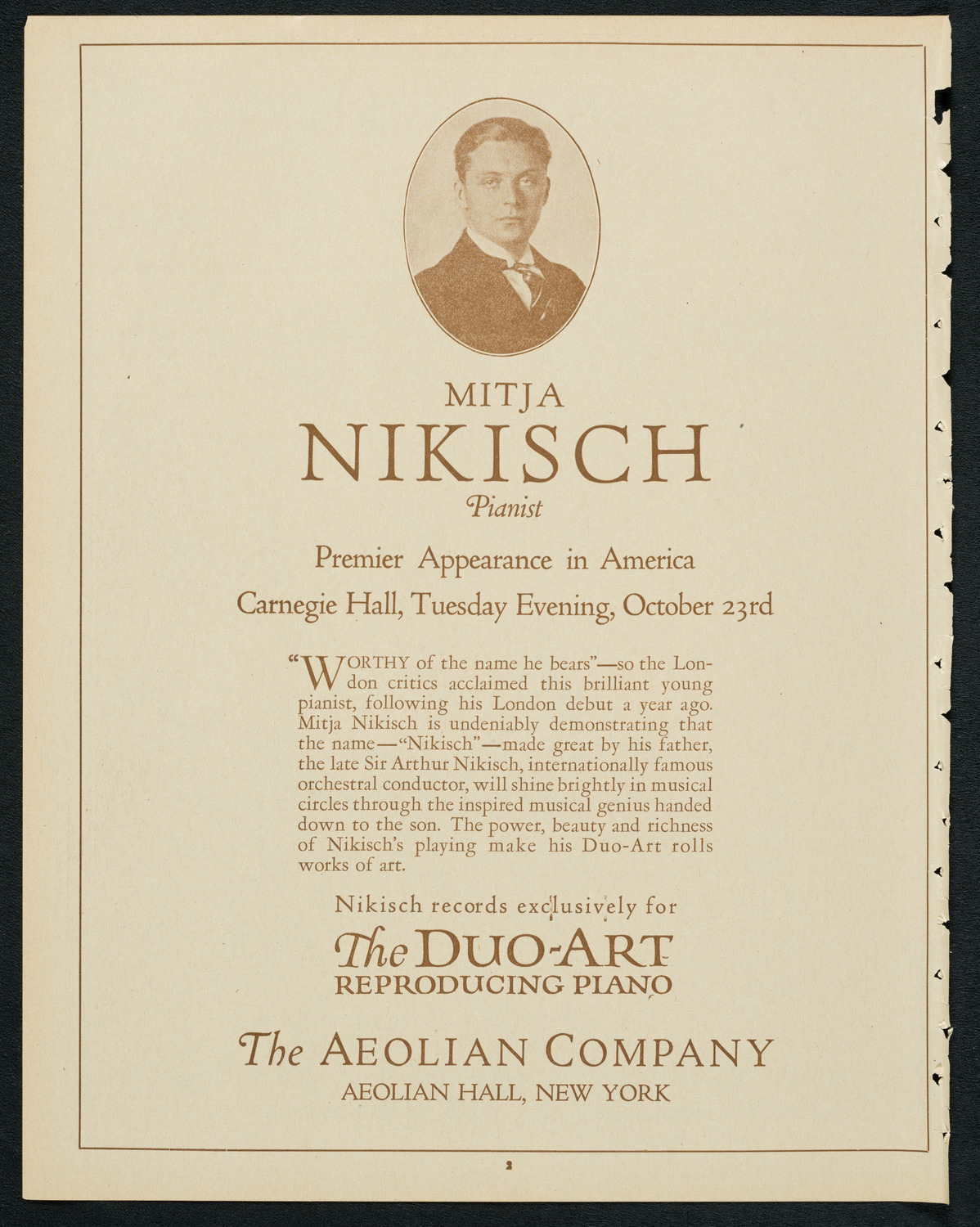 Sistine Chapel Choir, October 18, 1923, program page 2