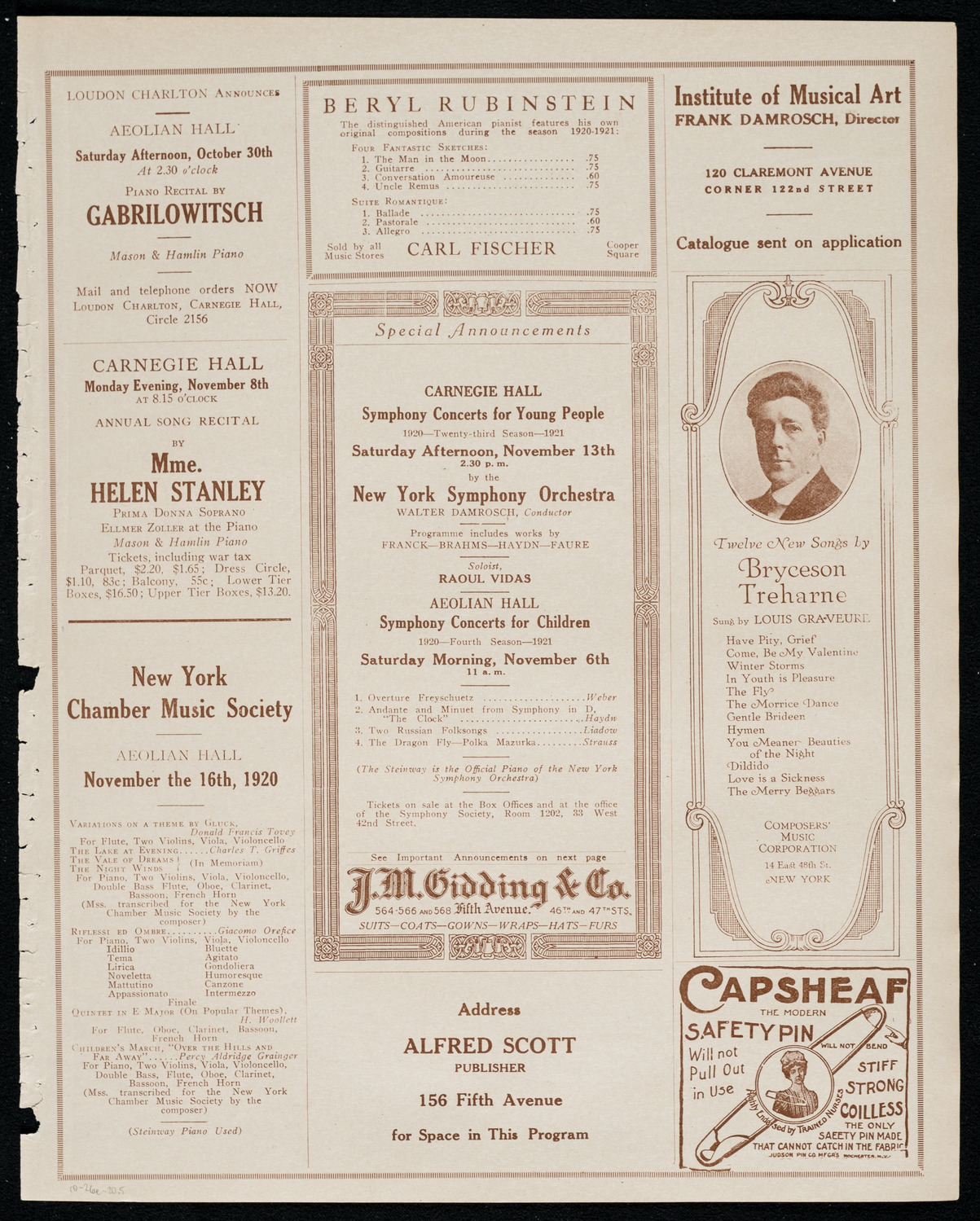 Philadelphia Orchestra, October 26, 1920, program page 9