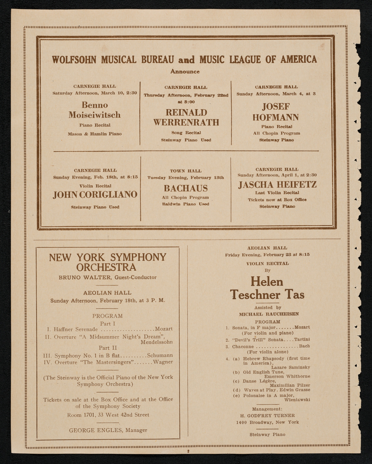 City Symphony Orchestra, February 12, 1923, program page 8