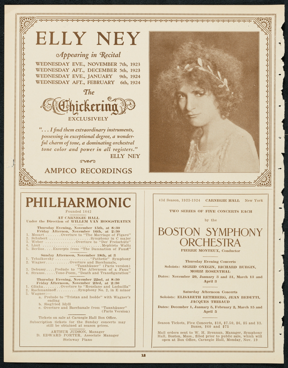 Margaret Matzenauer, Mezzo-Soprano, November 13, 1923, program page 12