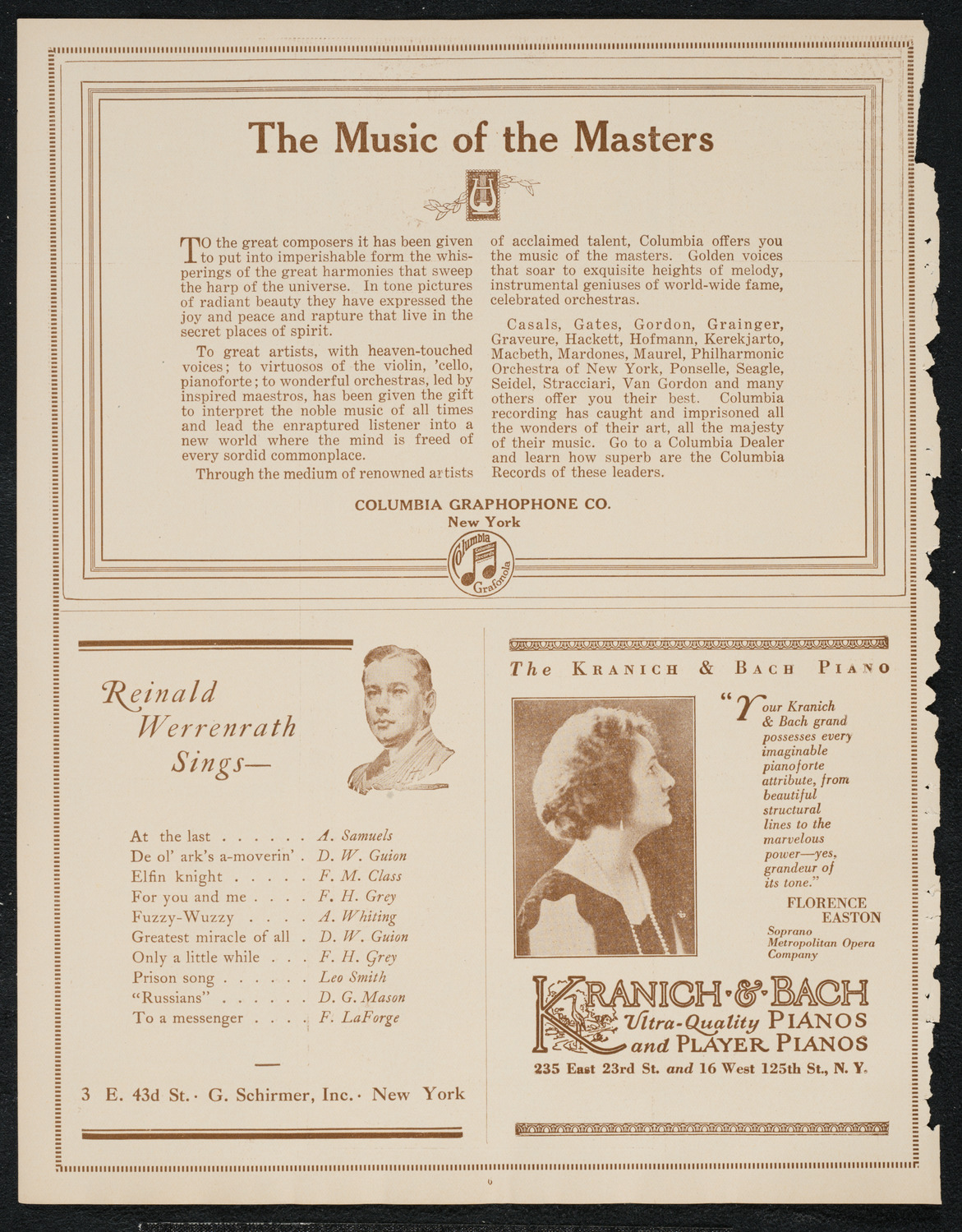 60th Birthday Celebration of Reuben Brainin, October 22, 1922, program page 6