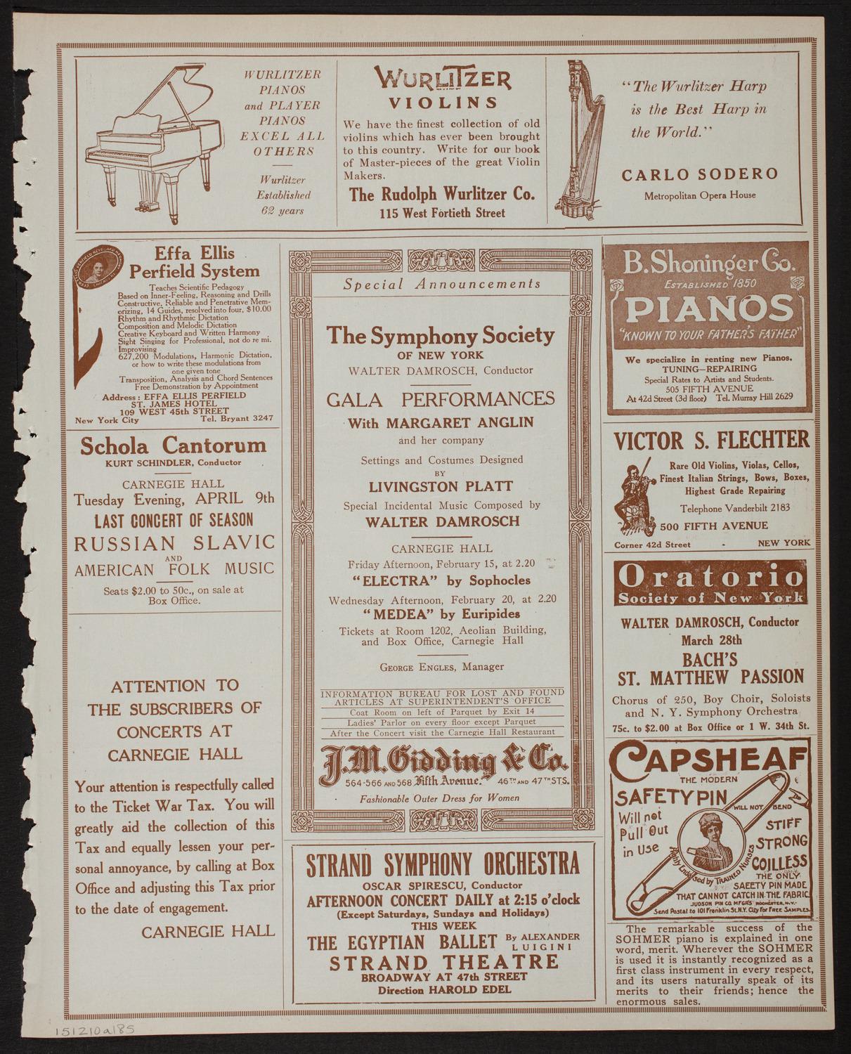 Giuseppe De Luca, Baritone, February 10, 1918, program page 9