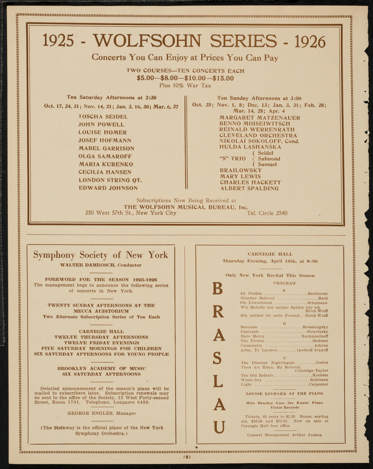 Boston Symphony Orchestra, April 11, 1925, program page 8