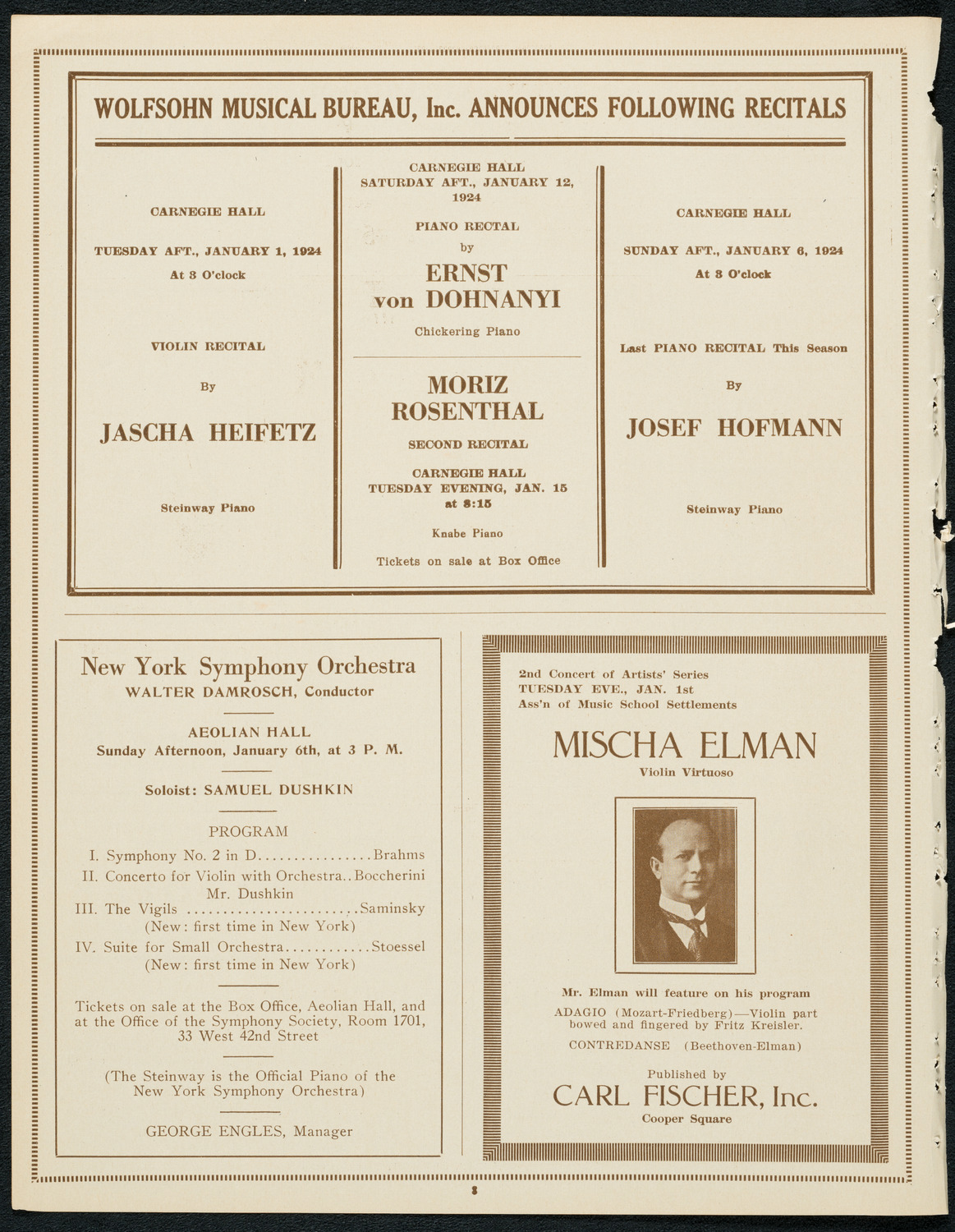 New York Philharmonic Students' Concert, December 31, 1923, program page 8