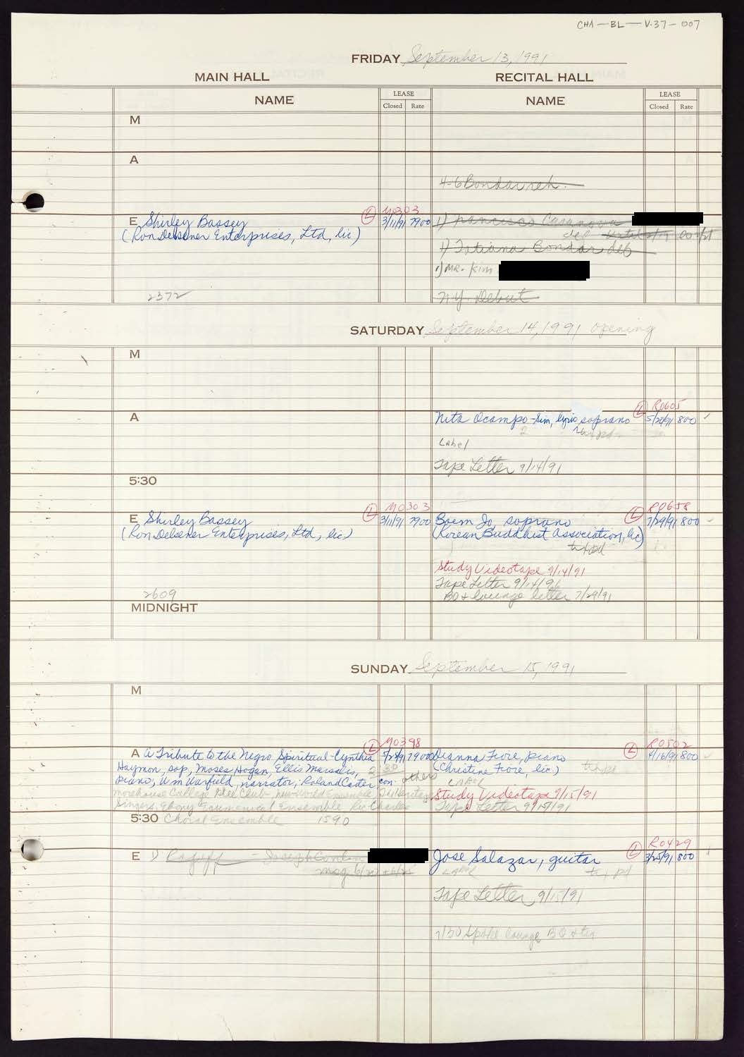 Carnegie Hall Booking Ledger, volume 37, page 7