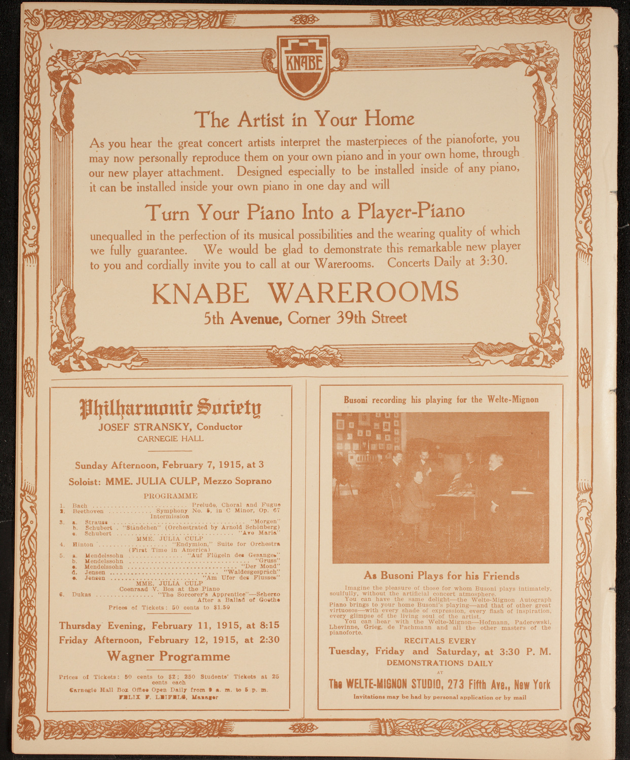 Thomas Egan, Tenor, February 5, 1915, program page 12