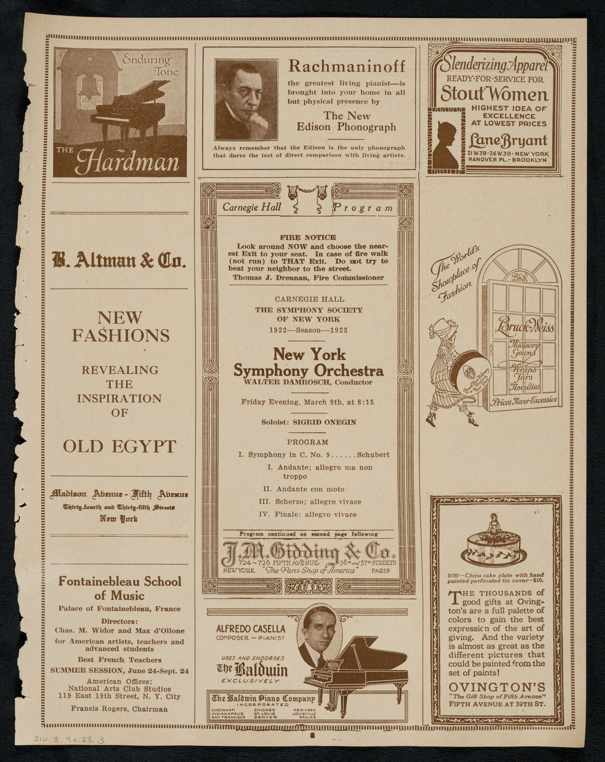 New York Symphony Orchestra, March 9, 1923, program page 5