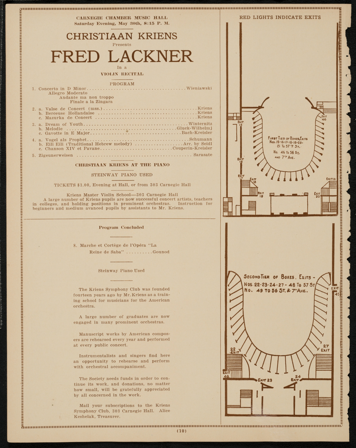 Kriens Symphony Club, May 23, 1925, program page 10