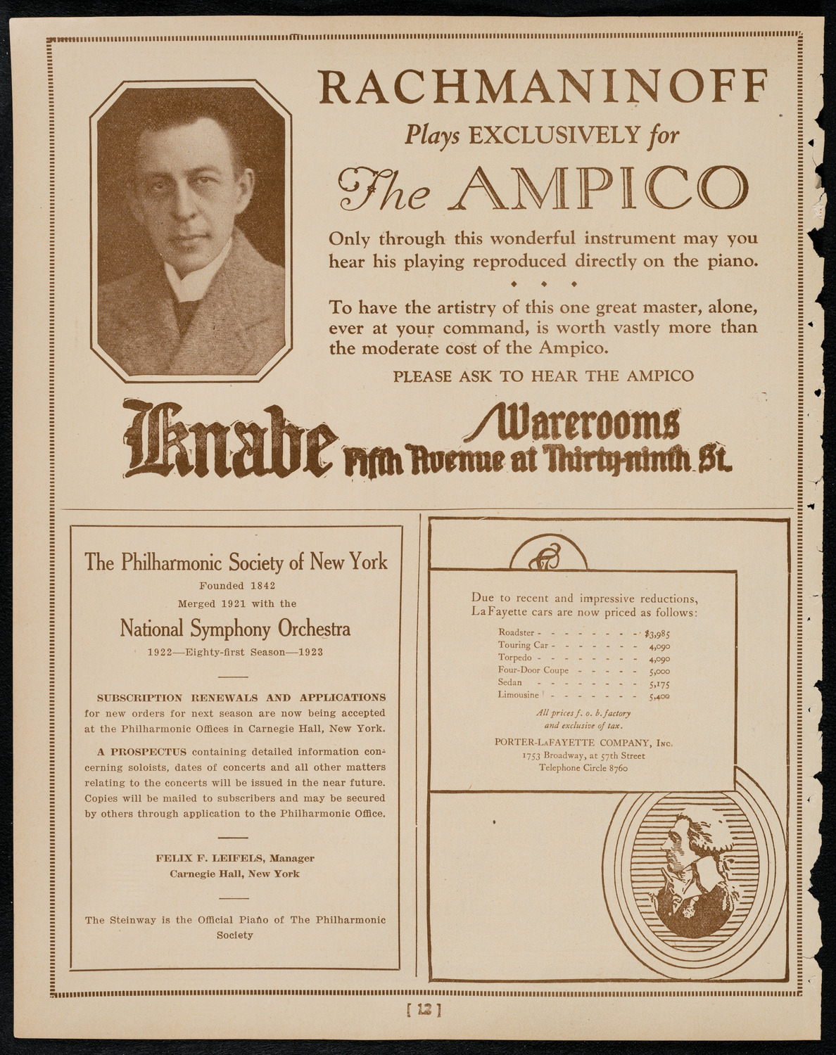 Sir Arthur Conan Doyle, May 7, 1922, program page 12