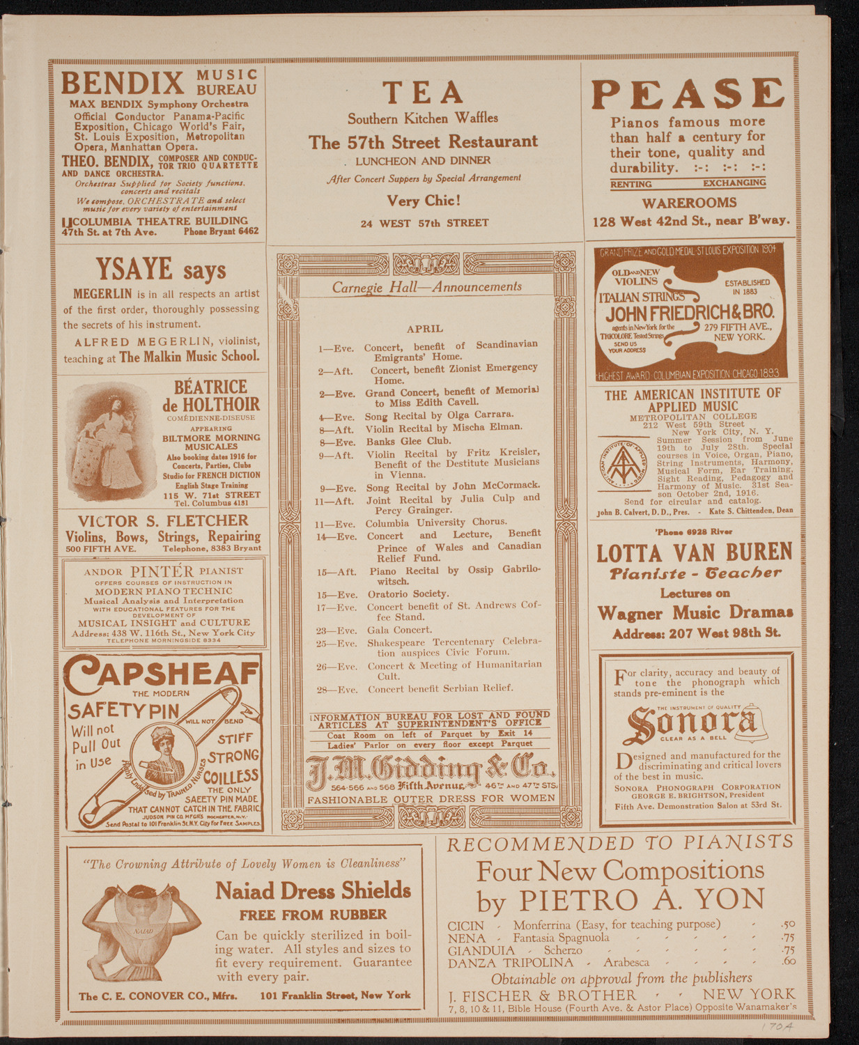 Ethel Leginska, Piano, March 31, 1916, program page 3