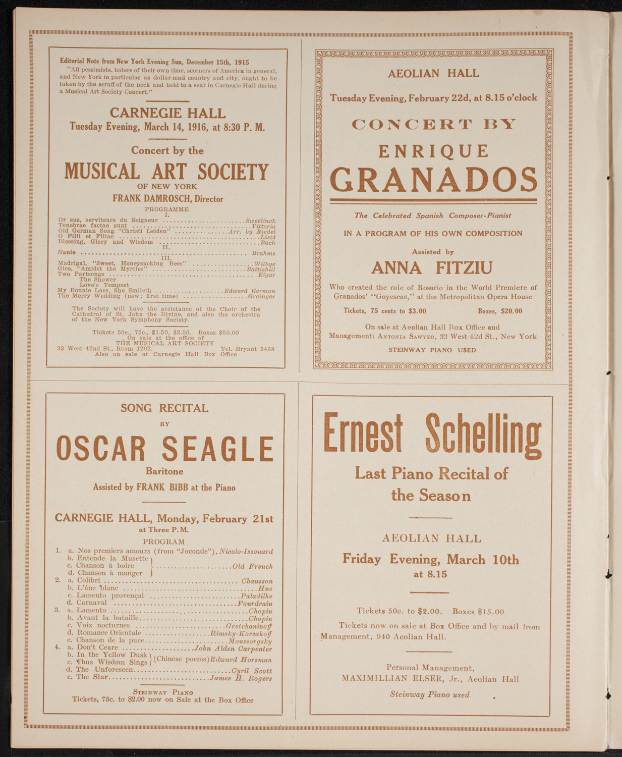 Russian Symphony Society of New York, February 19, 1916, program page 10