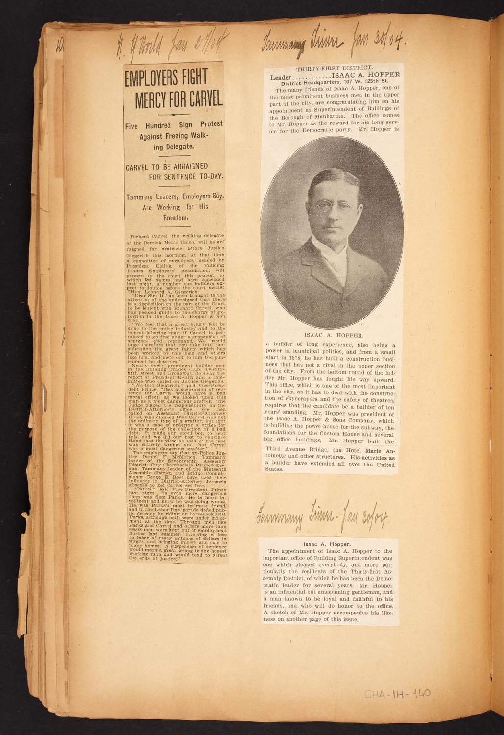 Isaac Hopper Scrapbook, page 140: 1904