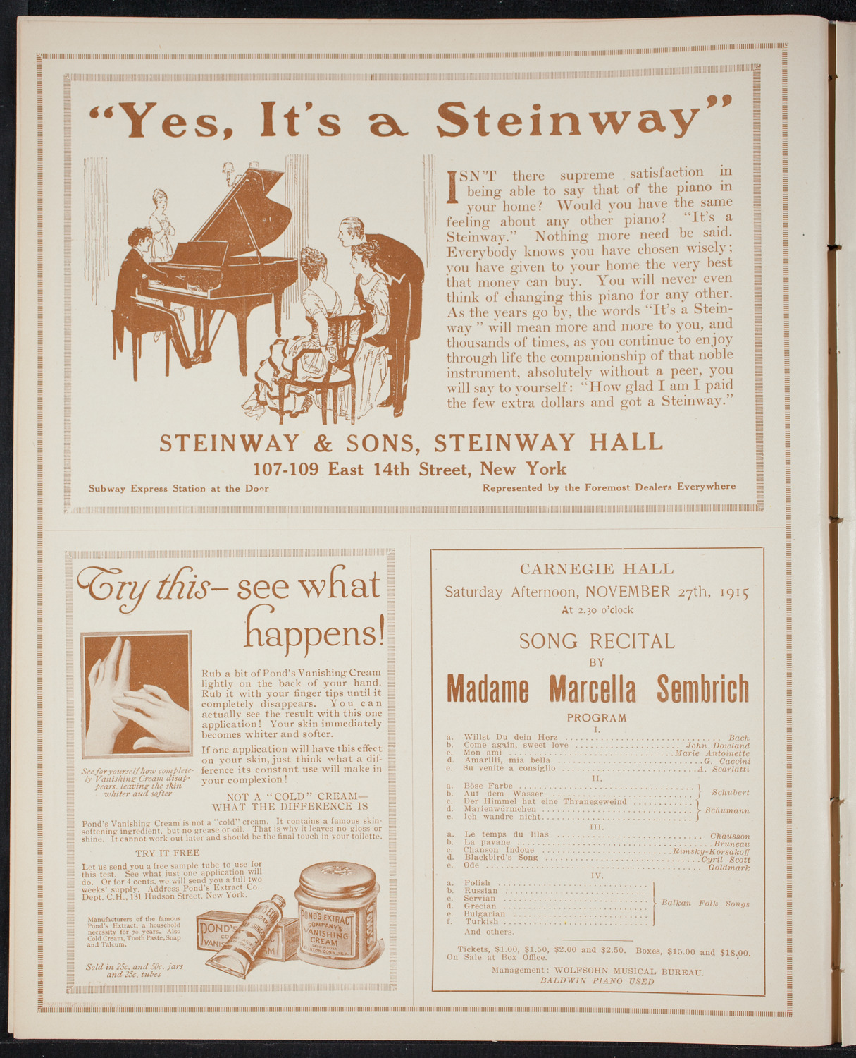 New York Philharmonic, October 28, 1915, program page 4