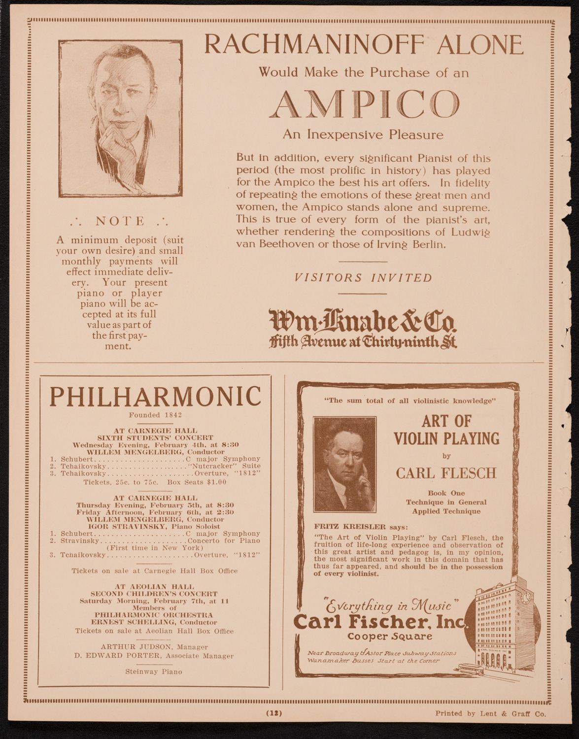 Jascha Heifetz, Violin, February 1, 1925, program page 12