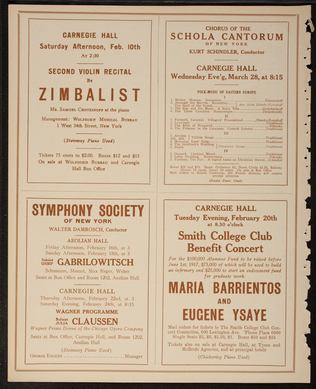 New York Philharmonic, February 9, 1917, program page 8