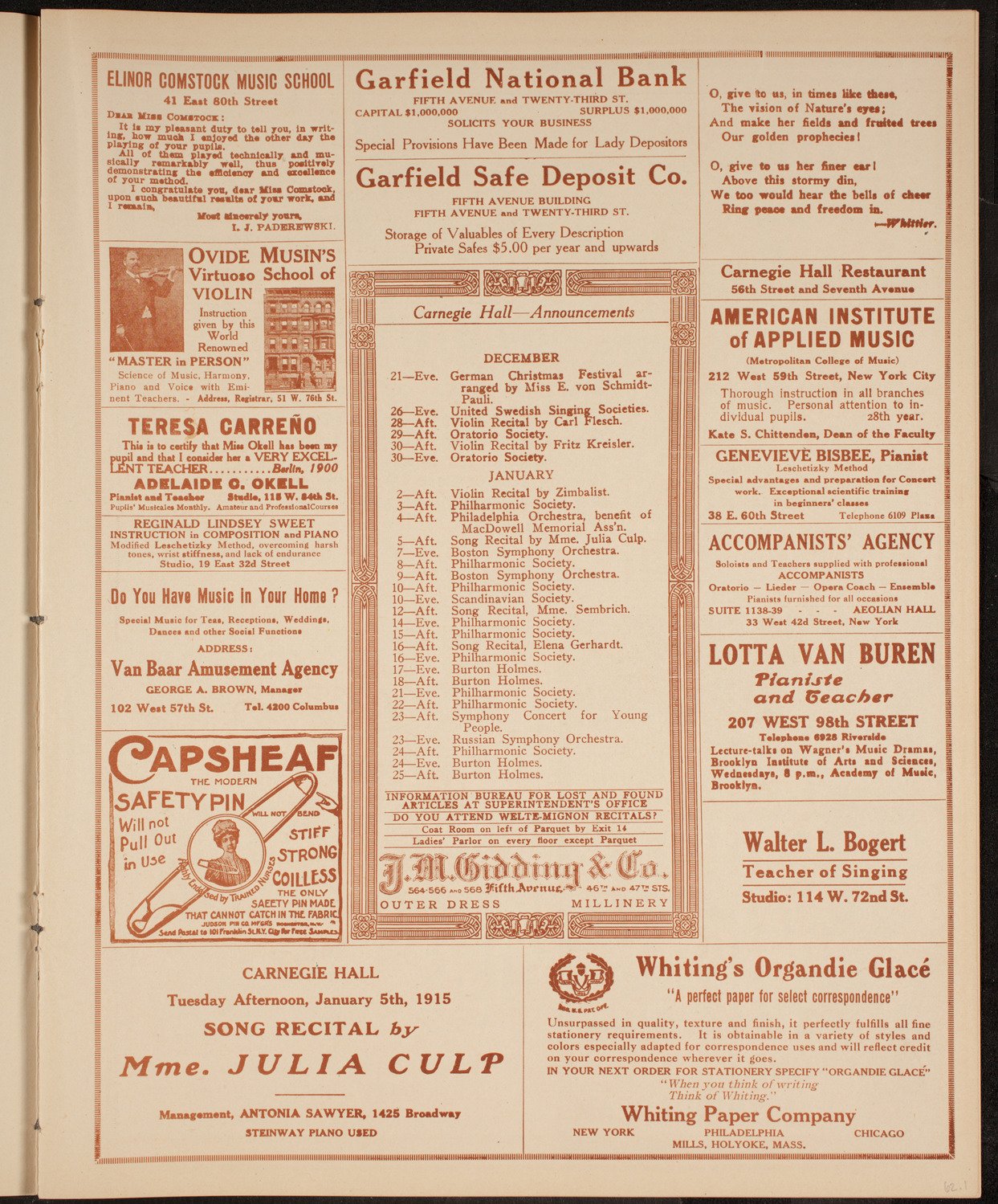 Elmendorf Lecture: Flowers from Many Lands, December 20, 1914, program page 3