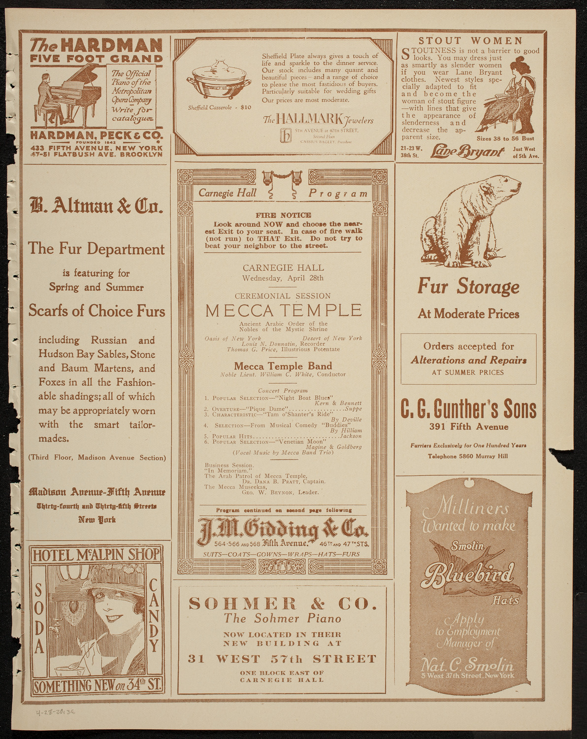 Mecca Temple Ceremonial Session, April 28, 1920, program page 5