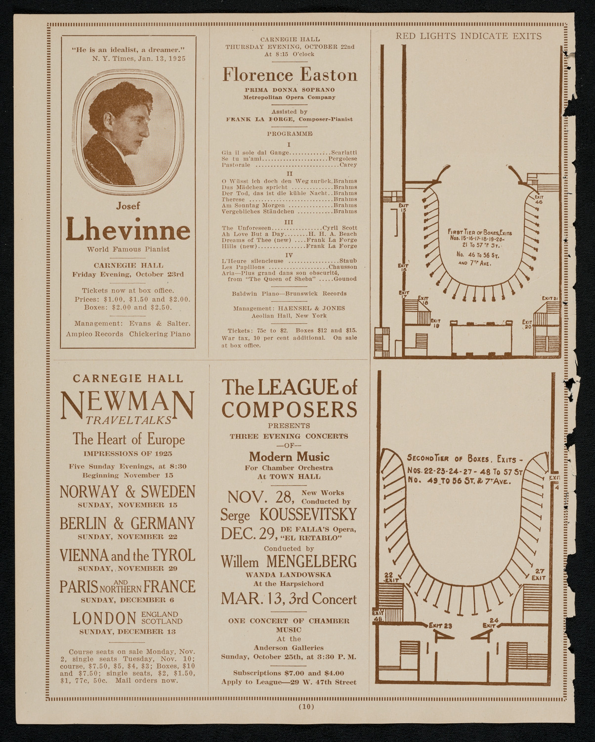 Florence Easton, Soprano, October 22, 1925, program page 10