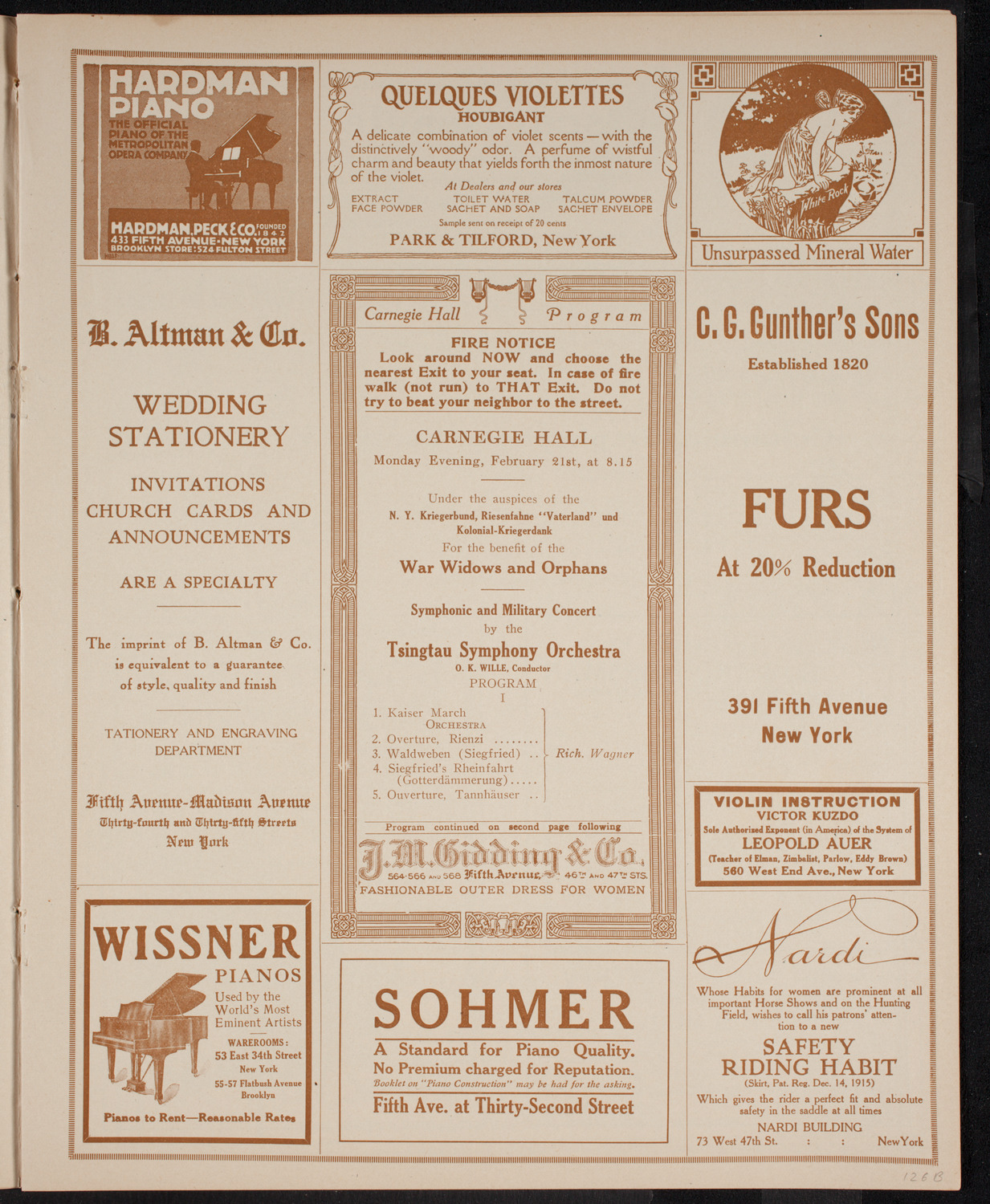 Tsingtau Symphony Orchestra, February 21, 1916, program page 5