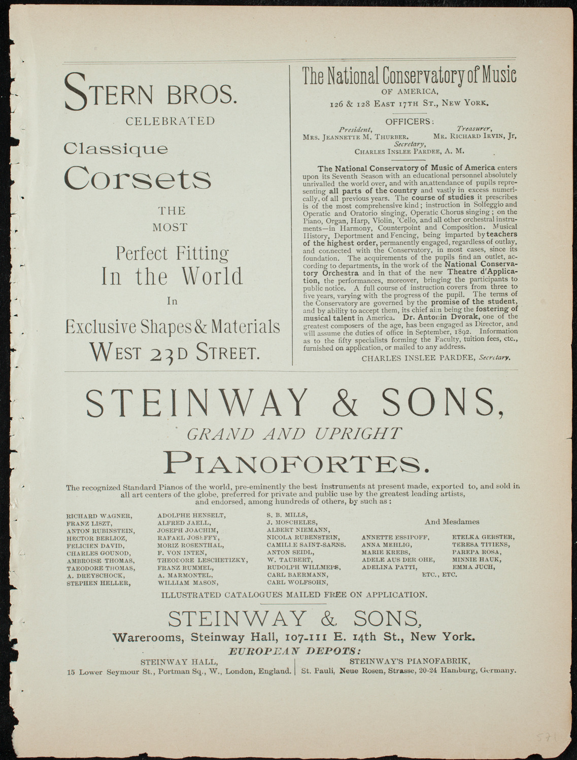 Metropolitan Musical Society, January 12, 1892, program page 11