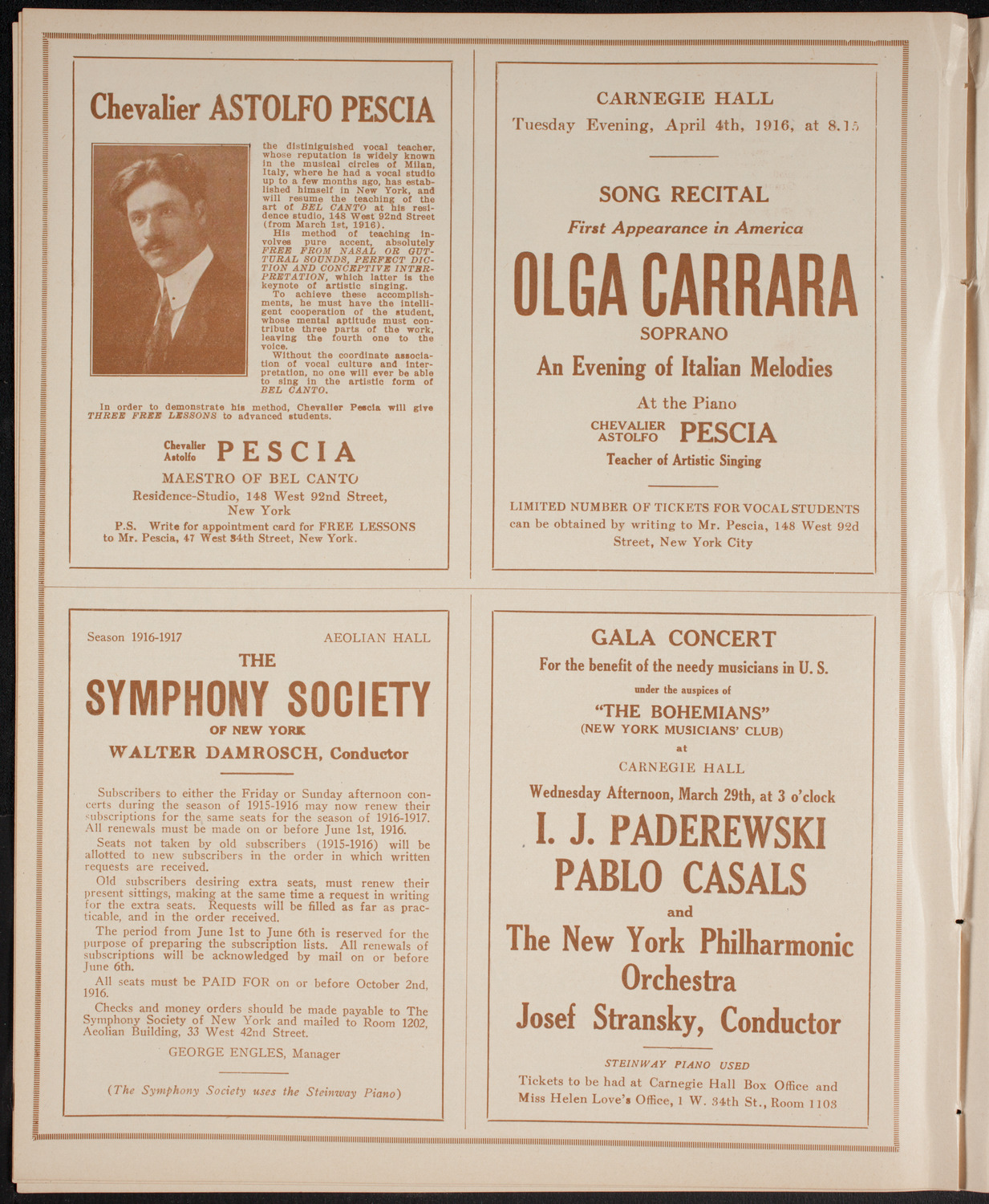 John McCormack, Tenor, March 19, 1916, program page 8