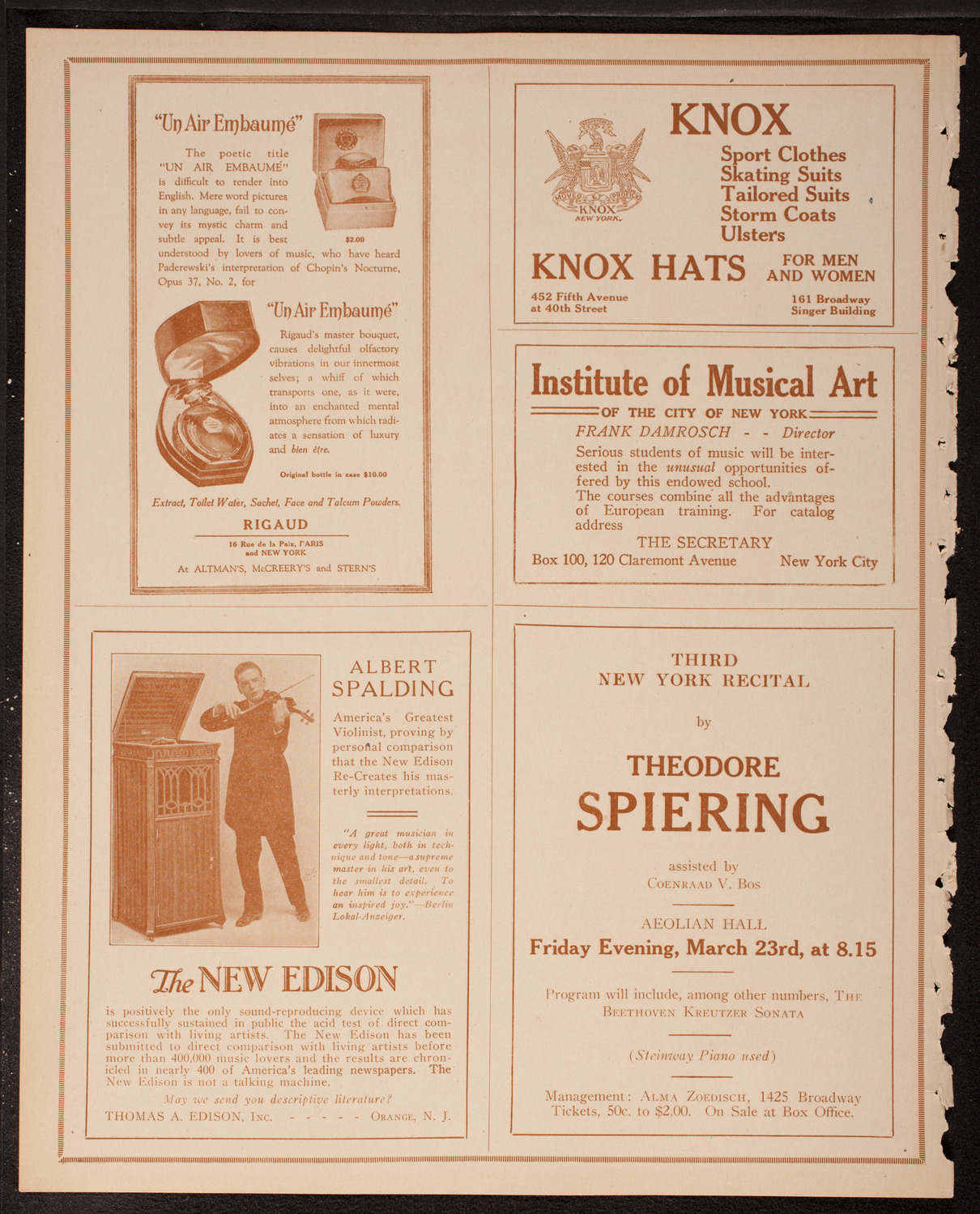 New York Symphony Orchestra, March 13, 1917, program page 2